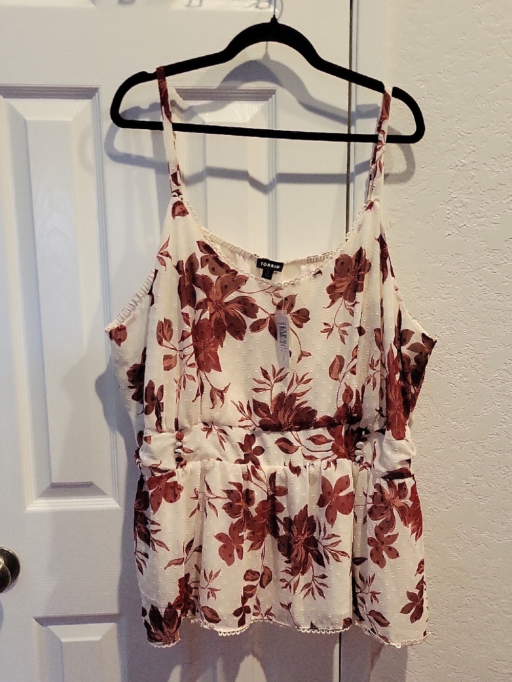 torrid Cream Tank with Rust Floral Print